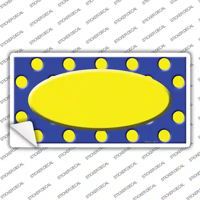 Yellow Royal Blue Polka Dot Center Oval Novelty Sticker Decal