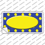 Yellow Royal Blue Polka Dot Center Oval Novelty Sticker Decal