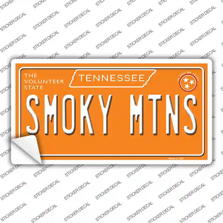 Smoky Mtns Tennessee Orange Novelty Sticker Decal