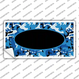 Blue Camo With Black Center Oval Novelty Sticker Decal