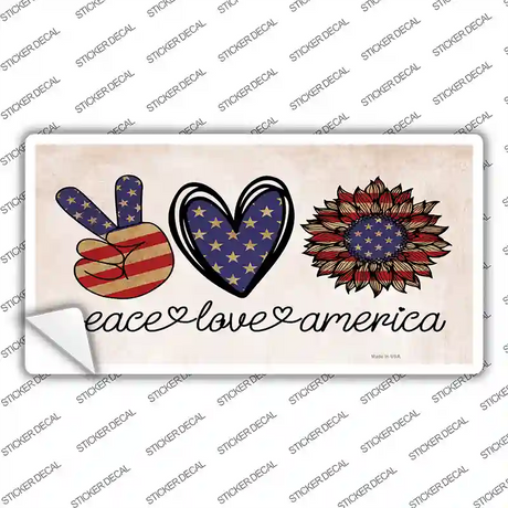 Peace Love America Novelty Sticker Decal