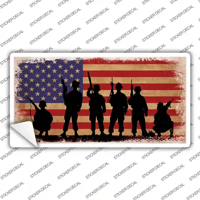 Military Soldiers American Flag Novelty Sticker Decal