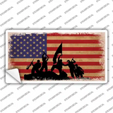 Grunge American Flag with Soldiers Novelty Sticker Decal