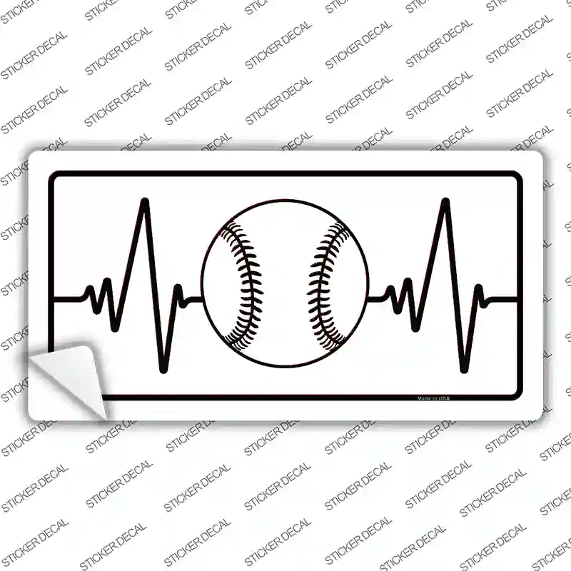 Baseball Heart Beat Novelty Sticker Decal