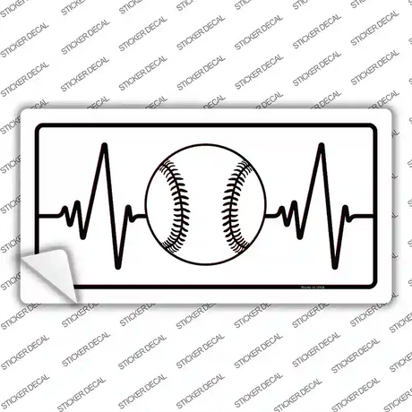 Baseball Heart Beat Novelty Sticker Decal