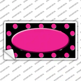 Pink Black Polka Dot Pink Center Oval Black Novelty Sticker Decal