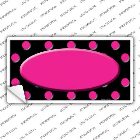 Pink Black Polka Dot Pink Center Oval Black Novelty Sticker Decal