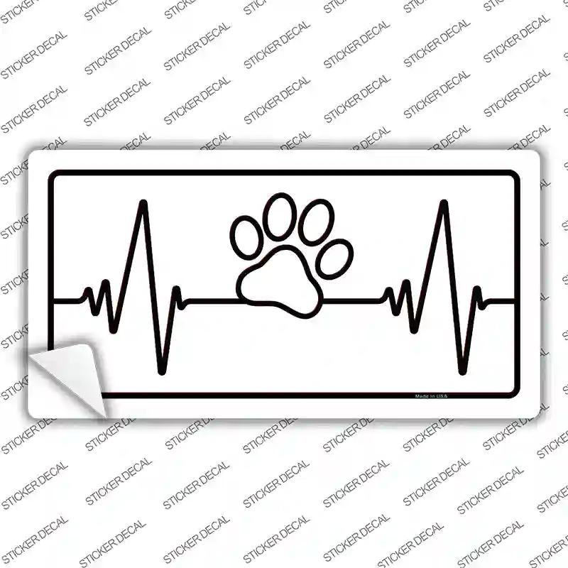 Paw Print Heart Beat Novelty Sticker Decal