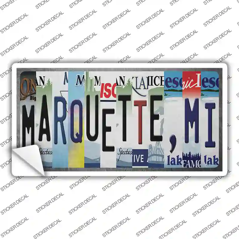 Marquette MI Strip Art Novelty Sticker Decal