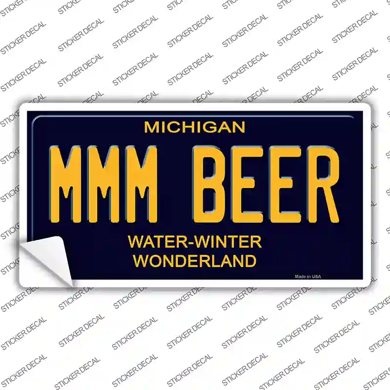 Mmm Beer Michigan Blue Novelty Rectangular Sticker Decal