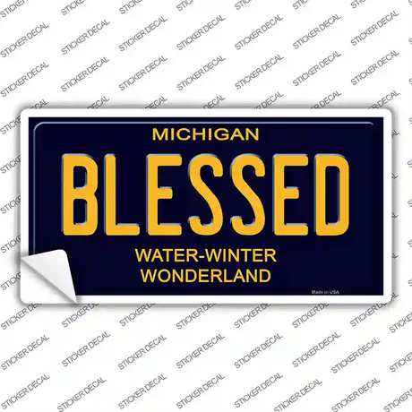Blessed Michigan Blue Novelty Rectangular Sticker Decal