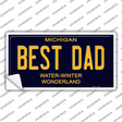 Best Dad Michigan Blue Novelty Rectangular Sticker Decal
