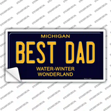 Best Dad Michigan Blue Novelty Rectangular Sticker Decal