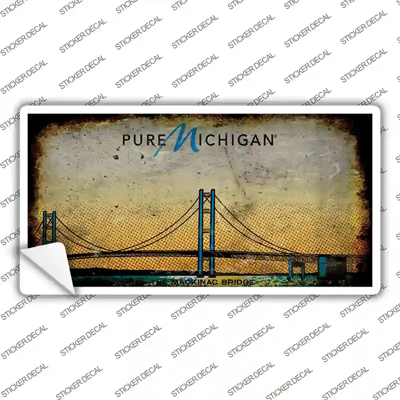 Pure Michigan Mackinac Bridge Rusty Novelty Sticker Decal