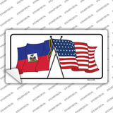 Haiti Crossed US Flag Novelty Sticker Decal