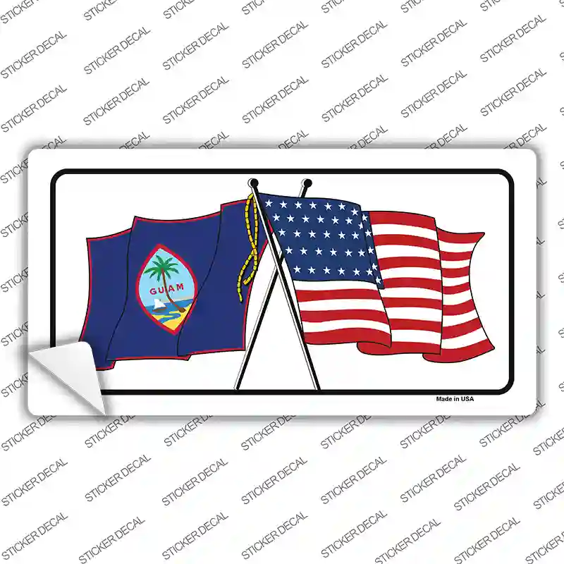 Guam Crossed US Flag Novelty Sticker Decal