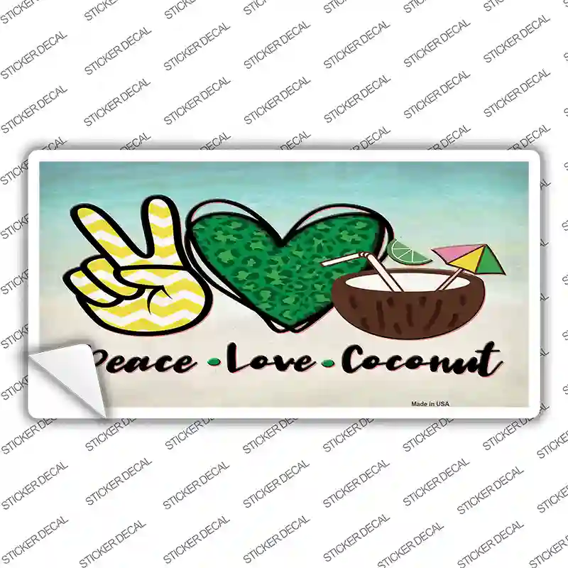 Peace Love Coconut Novelty Sticker Decal