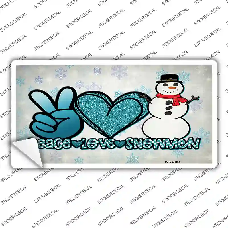 Peace Love Snowman Novelty Sticker Decal