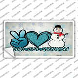 Peace Love Snowman Novelty Sticker Decal