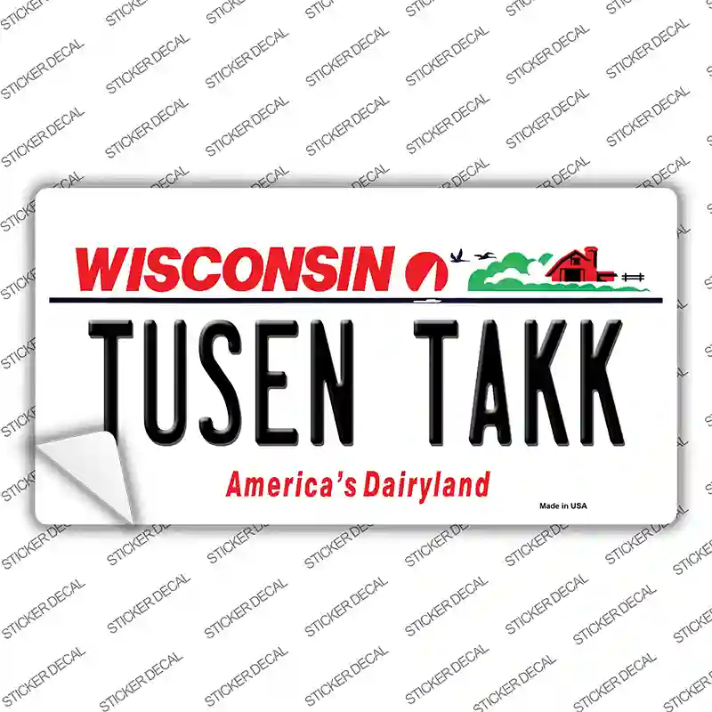 Tusen Takk Wisconsin Novelty Sticker Decal