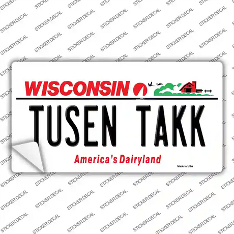 Tusen Takk Wisconsin Novelty Sticker Decal