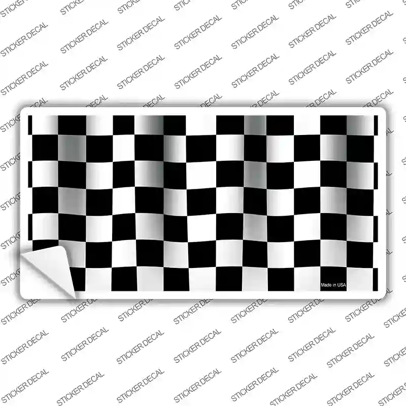 Waving Checkered Flag Novelty Sticker Decal