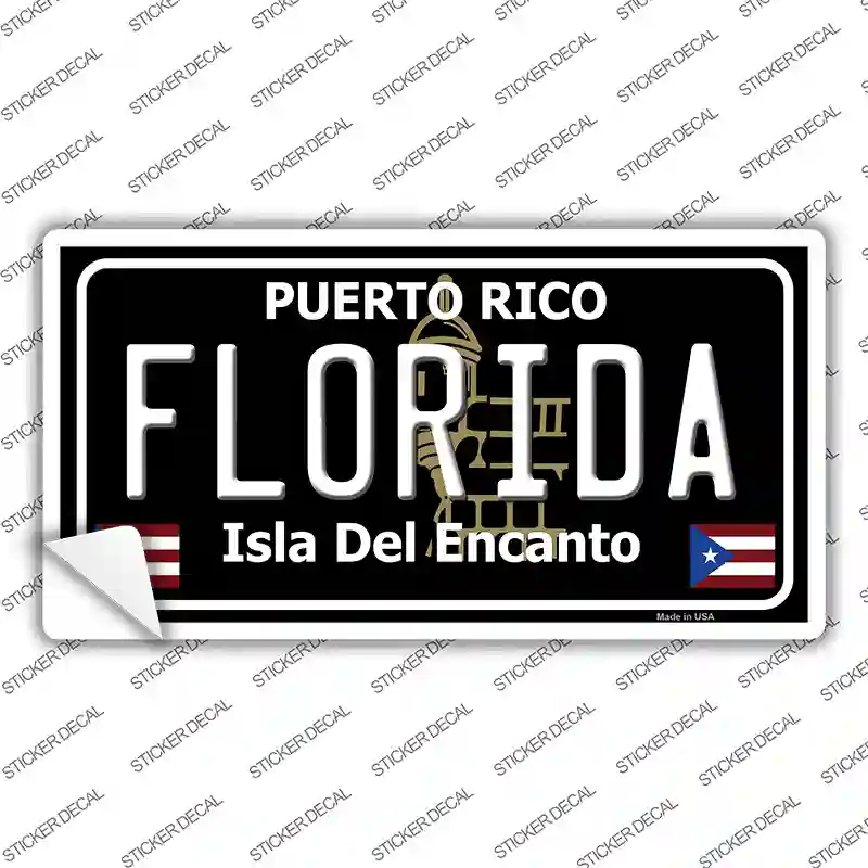 Florida Puerto Rico Black Novelty Sticker Decal