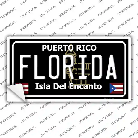 Florida Puerto Rico Black Novelty Sticker Decal
