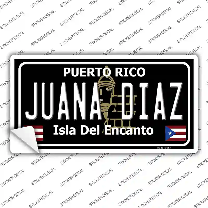 Juana Diaz Puerto Rico Black Novelty Sticker Decal