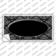 Black White Damask Black Center Oval Novelty Sticker Decal