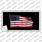 Waving American Flag Black Novelty Sticker Decal