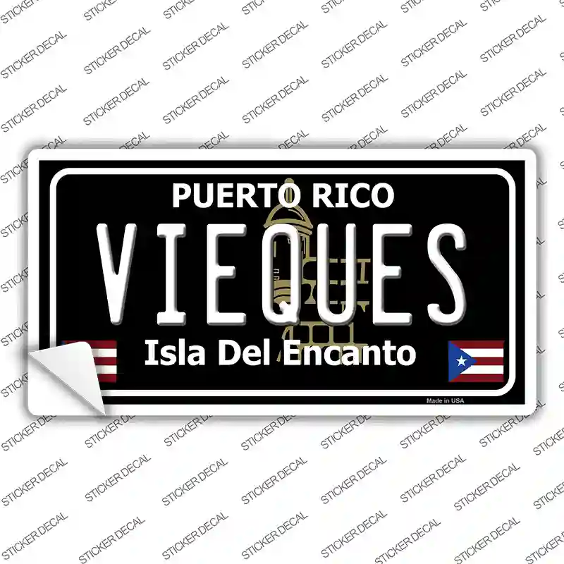 Vieques Puerto Rico Black Novelty Sticker Decal