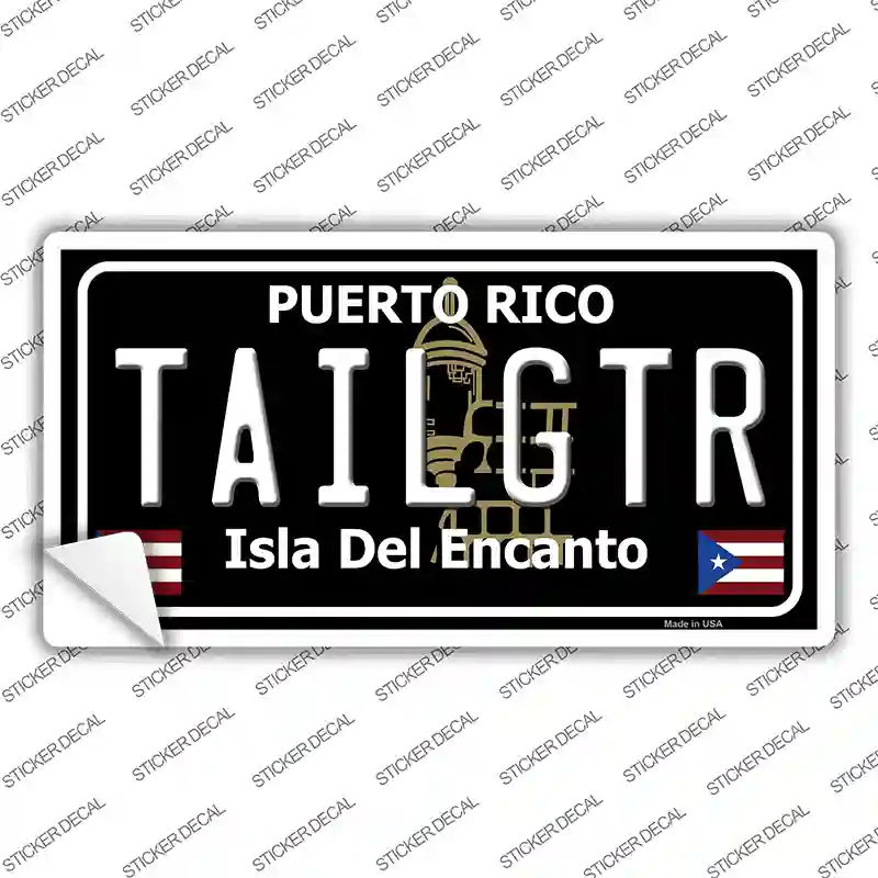 Tailgtr Puerto Rico Black Novelty Sticker Decal