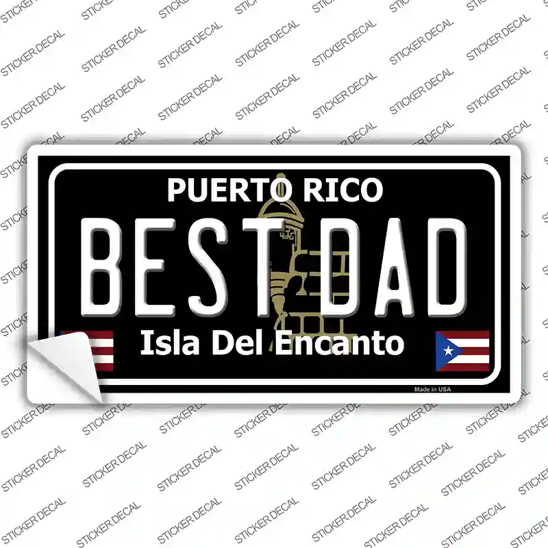 Best Dad Puerto Rico Black Novelty Sticker Decal