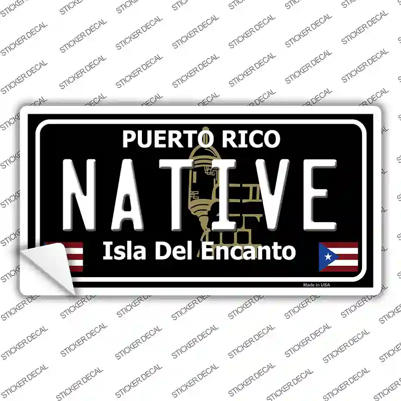 Native Puerto Rico Black Novelty Sticker Decal