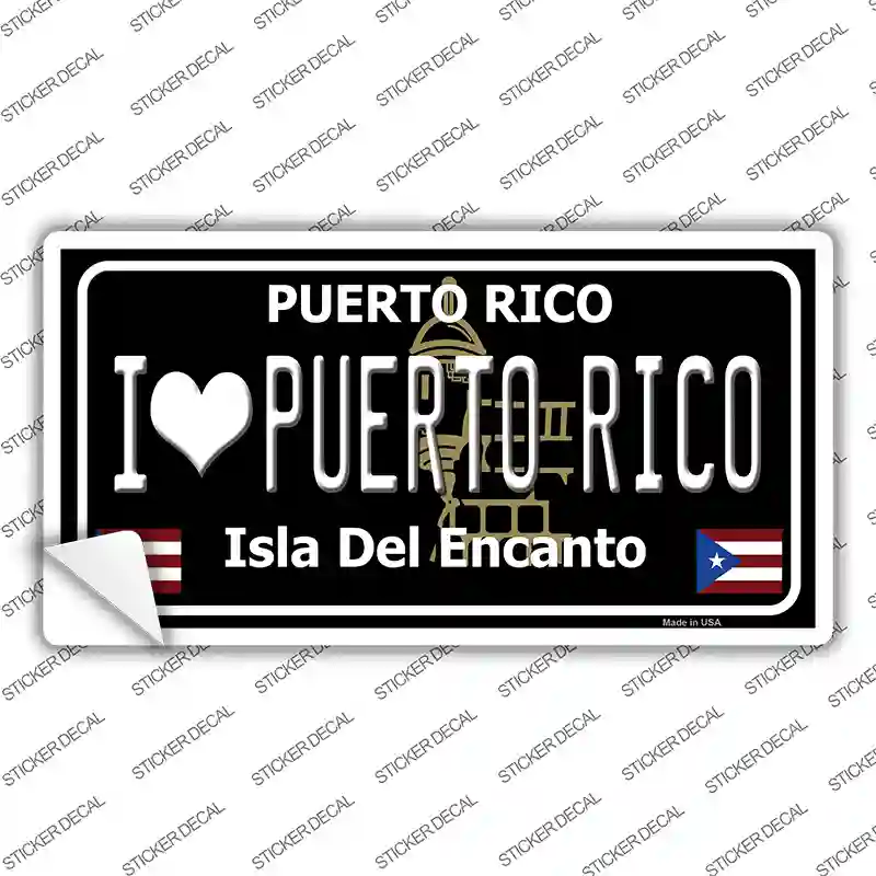 I Love Puerto Rico Black Novelty Sticker Decal