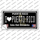 I Love Puerto Rico Black Novelty Sticker Decal