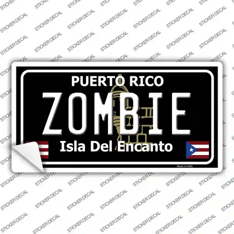 Zombie Puerto Rico Black Novelty Sticker Decal