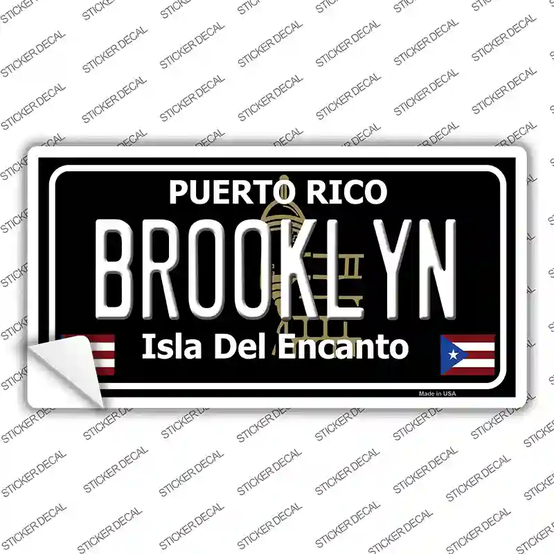 Brooklyn Puerto Rico Black Novelty Sticker Decal