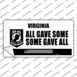 Virginia POW MIA Some Gave All Novelty Sticker Decal