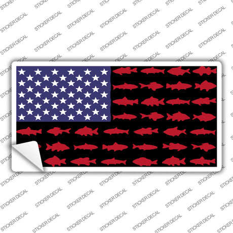 Fishermans American Flag Novelty Sticker Decal LP-14466s