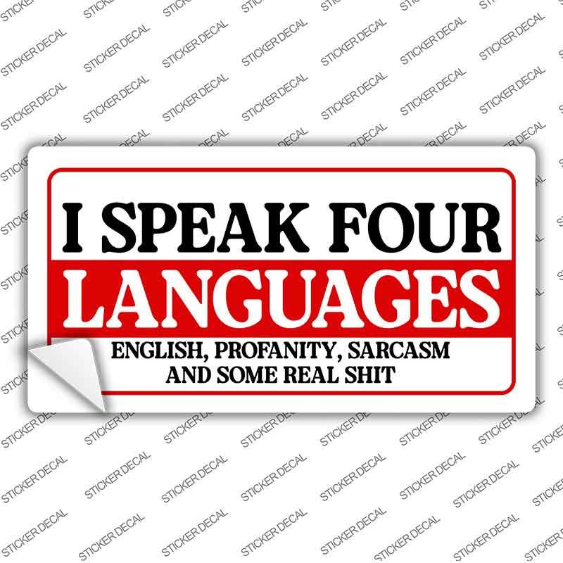 I Speak Four Languages Novelty Sticker Decal LP-14512s