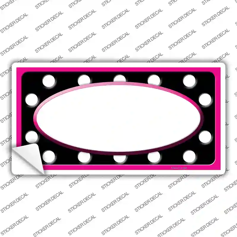 White Black Polka Dots Pink Frame And White Center Oval Novelty Sticker Decal