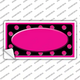 Pink Black Polka Dots Pink Frame And Center Oval Novelty Sticker Decal