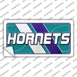 Sticker with 'Hornets' text on a sports-themed background