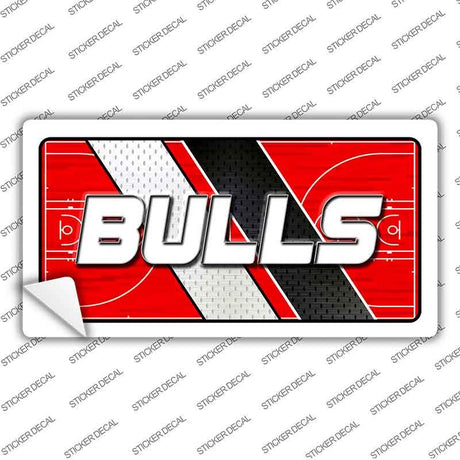 Sticker with 'BULLS' text on a red and black background, surrounded by 'STICKERDECAL' branding.