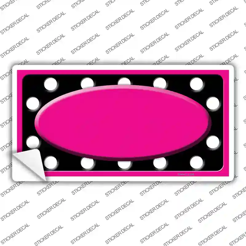 White Black Polka Dots Pink Frame And Center Oval Novelty Sticker Decal