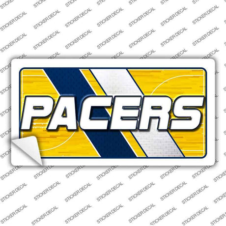 Sticker with 'Pacers' text and colorful design on a white background