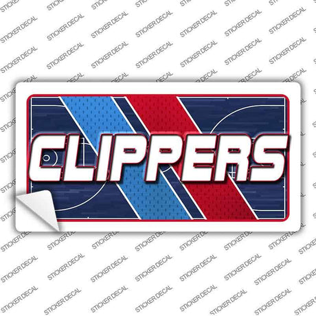 Sticker with 'CLIPPERS' text on a sports-themed background, featuring red and blue colors.