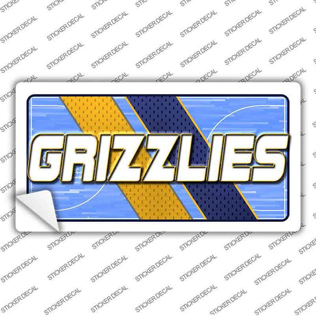 Sticker with 'GRIZZLIES' text on a blue and yellow background, surrounded by 'STICKERDECAL' branding.